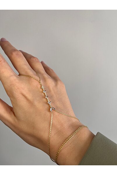 Vivante Zirkon Taşlı Ok Görünümlü Romantik Gold Kararmaz Çelik Premium Şahmeran