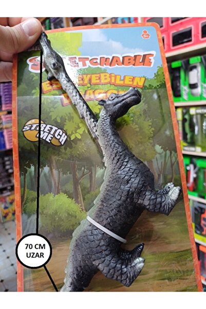 OYUNCAKSAHİLİ Ejderha Uzayan Esnek Hayvan Dragon 70cm Esner ikibaşlı Black Di...