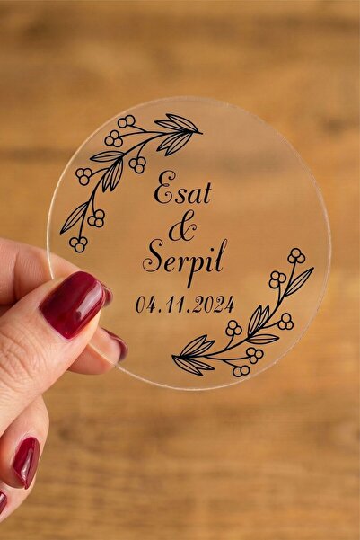 Turuncu Sticker Kişiye Özel Kına-nişan-söz-nikah-düğün Etiketi- ( 3,5 x 3,5 c...