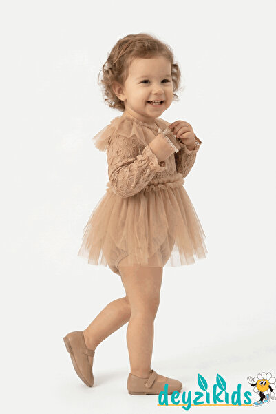 Deyzikids Dantelli Arkadan Fermualı Elbise Alttan Çıtçıtlı Cora BABY Romper 3...