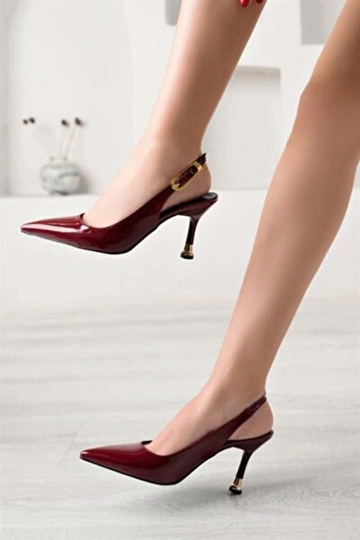M&B COLLECT Γυναικεία Lovis Claret Red λουστρίνια με μυτερή μύτη και ανοιχτή ...