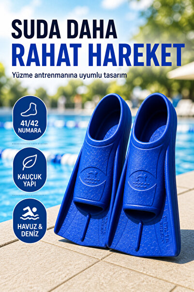 OpenCity Mavi 41-42 Numara Yüzme Paleti Kauçuk Kısa Palet Havuz Deniz Antrenm...
