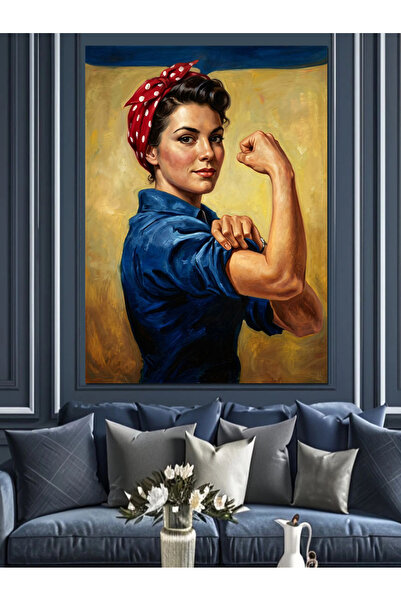 Artmeg Strong Woman Icon Rosie Figure Decorative Canvas - Mdf Wood Painting