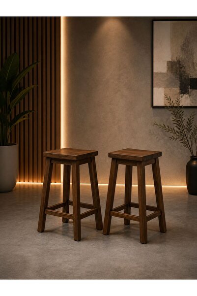 NATUREE AHŞAP 65 CM YÜKSEKLİK ÖZEL TASARIM BAR TABURESİ 2'Lİ