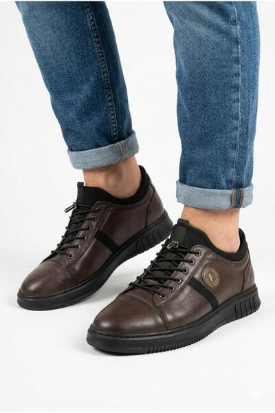 Lütfi Men's Brown Genuine Leather Orthopedic Sole Seasonal Casual Shoes