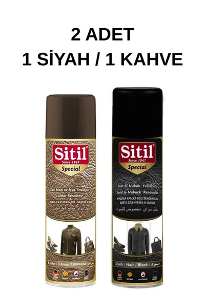 SİTİL Siyah VE Kahve Süet Nubuk Ayakkabı Boyası Bakım Spreyi 250 ml 2 ADET