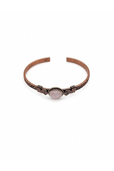 DOĞA KUTUSU Pink Quartz Natural Stone Vintage Copper Women's Bracelet for Tau...