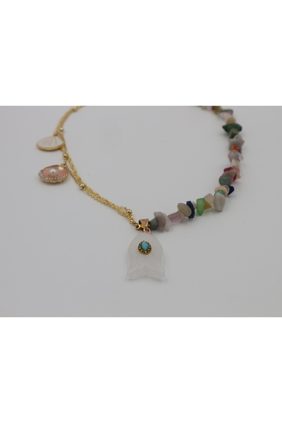 Retrovy Store Natural Stone Design Necklace with Chain
