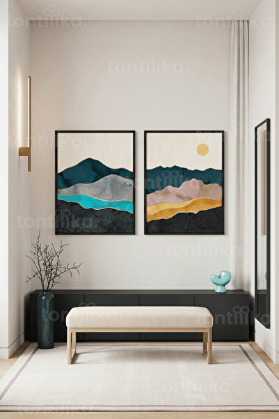 Tontilika Σετ ζωγραφικής με ξύλινο πλαίσιο  "Abstract Layered Mountains " 2 τ...