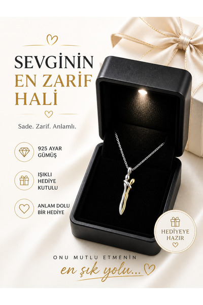 RAME 925 Ayar Gümüş Çift Figürlü Aşk Kolyesi – Işıklı Hediyelik Kutulu Zarif ...