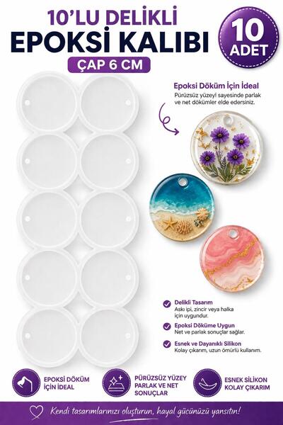 stonechem Delikli Epoksi Magnet Kalıbı 10’lu 6 cm | Yuvarlak Silikon Kalıp | ...