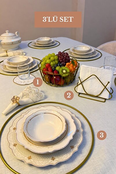 Edora Home Set od 3 mat zlatne 6-dijelne supla trokutaste držača za salvete, ...