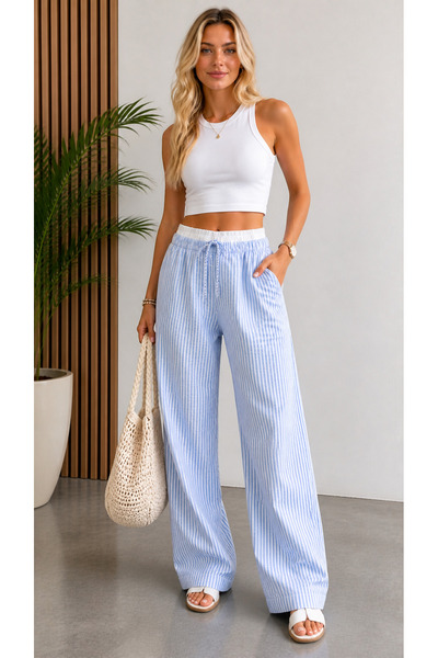 MODA GARDEN 35 AR66 Premium Çizgili Relax Fit Eşofman Altı