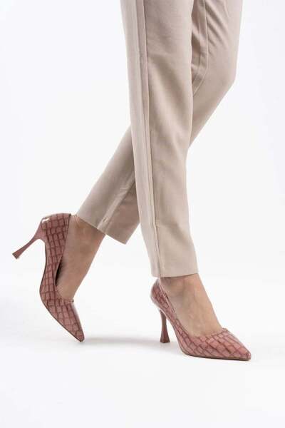 modaiconu Women's Salmon Crocodile Patent Leather Stiletto Tr08Ms10B