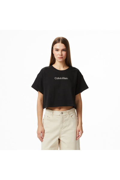 Calvin Klein Women's Brand Logo Black T-Shirt Suitable for Daily Use Lv00Q612...