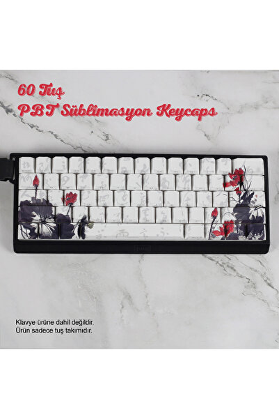silabor Retro Mürekkep Tarzı PBT Keycaps Süblimasyon Klavye Tuş Takımı Modifi...