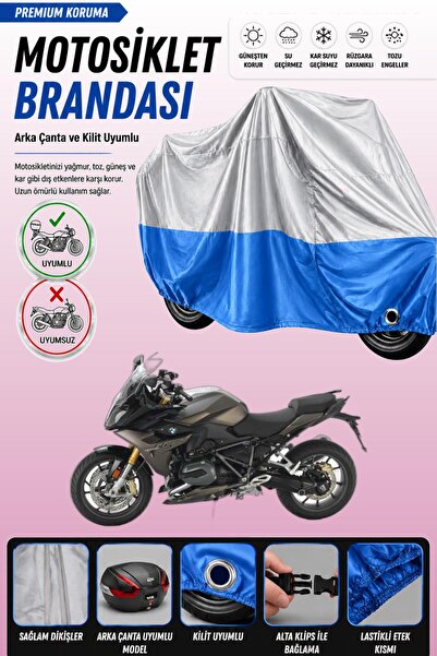 Cemku Double غطاء علوي رمادي - سفلي أزرق، غطاء خلفي متوافق مع دراجة BMW R 120...