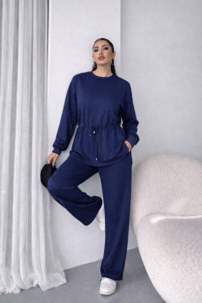 Efnaz style Women's long sleeve crew neck drawstring waist viscose two-piece ...