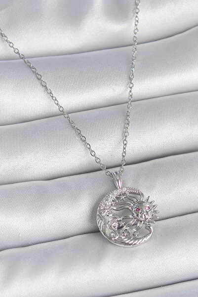Generic Brand Steel Silver Color Chain Moon Sun Model Zircon Stone Detail Wom...