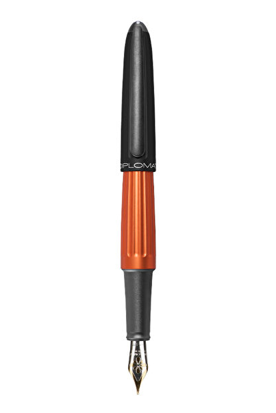 Diplomat Aero pen, with M nib, 14kt gold plated. - black orange
