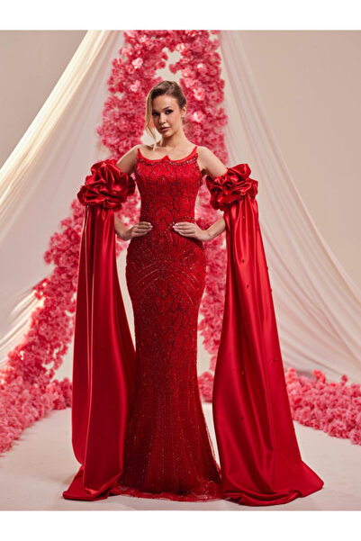 LADYGRACE KADIN ABİYE TAŞ İŞLEMELİ BALIK KESİM PELERİN DETAYLI ŞIK DAVET ÖZEL...