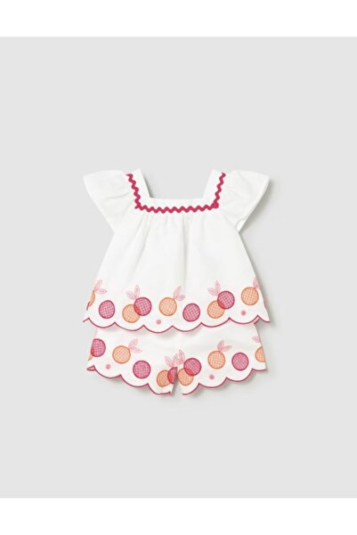 MAYORAL Baby Girl Shorts Embroidered Set 6 Months 4 Years White