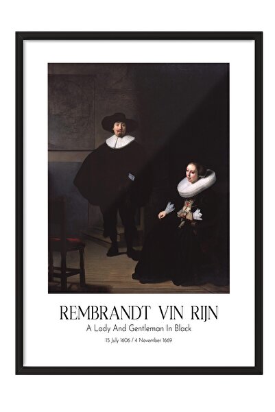 Postifull Rembrandt Vin Rijn - Dama i džentlmen u crnom, slika u crnom okviru...