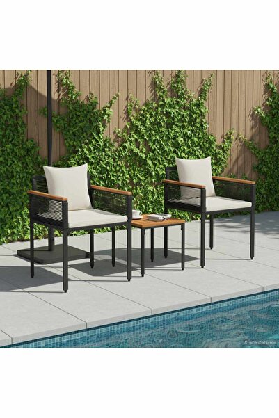 vidaxl Set de Mobilier pentru Exterior Negru si Alb crem poliratan