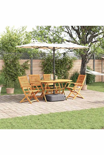 vidaxl Set de masa pentru gradina 5 pcs Maro Lemn Solid de Acacia