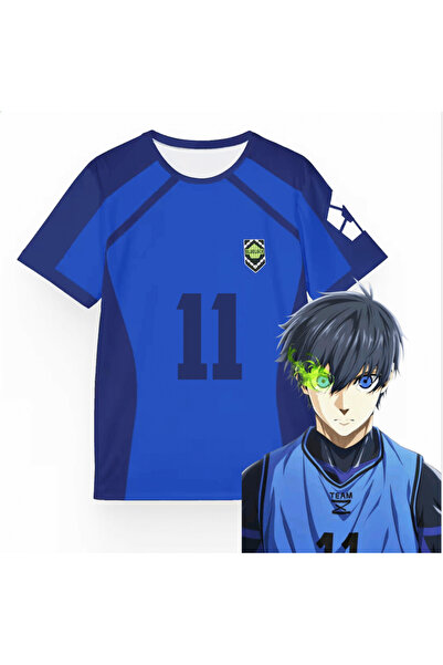 Toum Anime Blue Lock Mavi 11 İsagi Unisex Forma Unisex T-shirt