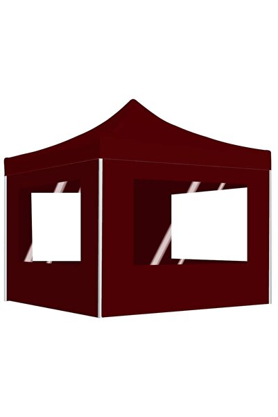 vidaxl Cort de petrecere pliabil cu peret›i, rosu vin, 3x3 m, aluminiu