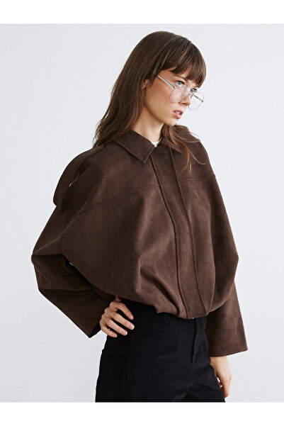 LC Waikiki Oversize Women's Suede Look Bomber Jacket