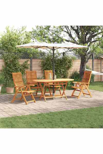 vidaxl Set de masa pentru gradina 5 pcs Maro Lemn Solid de Acacia