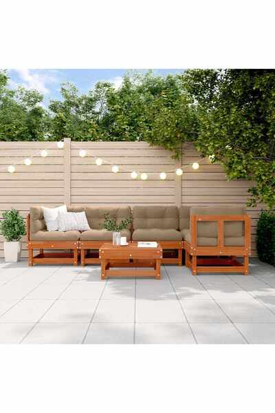 vidaxl Set de lounge pentru gradina 6 pcs Maro ceruit