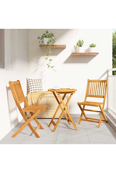 vidaxl Set Bistro de Gradina 3 pcs Maro Lemn Solid de Acacia