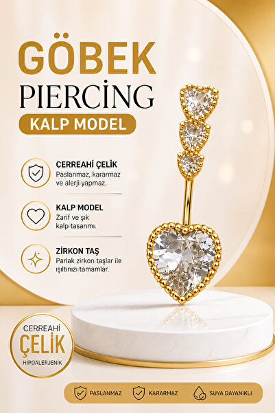 vogutima jewelery&silver by timuçin mavili Göbek Piercing - Kalp Model Cerrah...