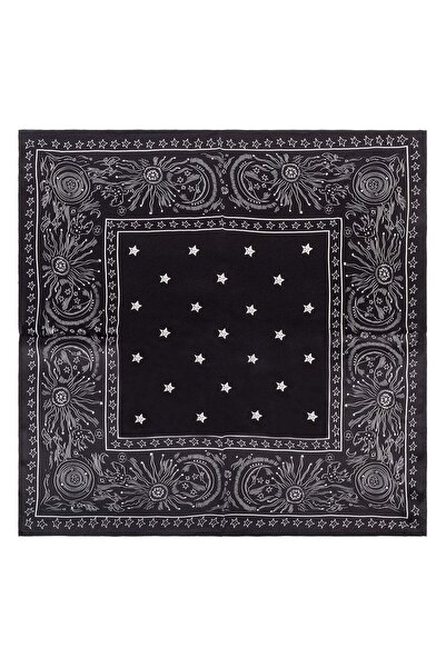 Silk and Cashmere Siyah Laila Saf İpek Küçük Kare Eşarp 53x53 cm