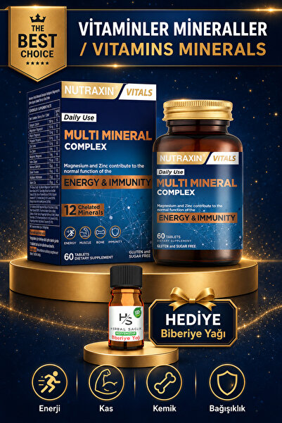 Nutraxin Multi Mineral Complex 60 Adet Tablet + HEDİYE BİBERİYE YAĞI