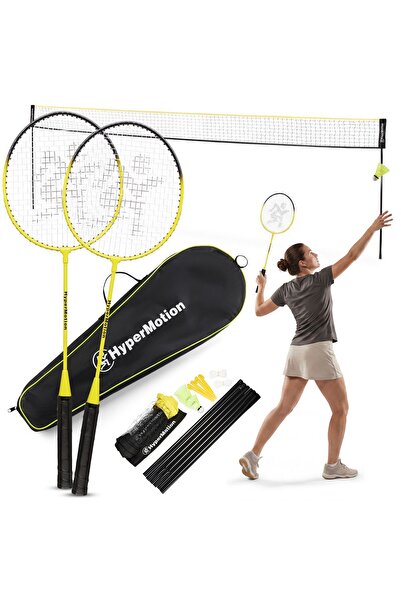 HyperMotion Badminton set with net 2 rackets 3 shuttlecocks