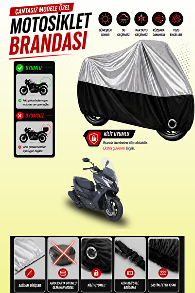 Cemku Twin غطاء محرك متوافق مع Kymco Dink R 150 باللون الرمادي من الأعلى والأ...