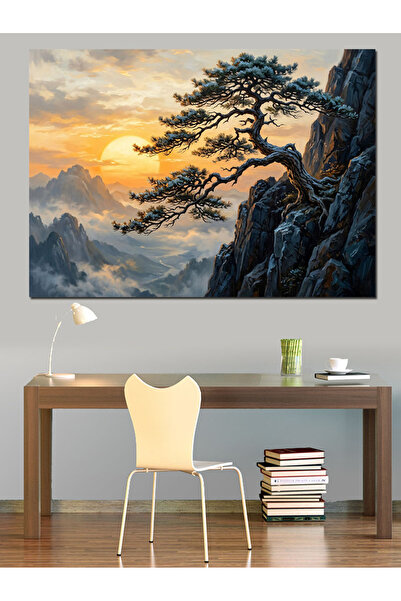 Artmeg Tree Standing Alone on a Cliff Decorative Canvas - Mdf Wood Painting