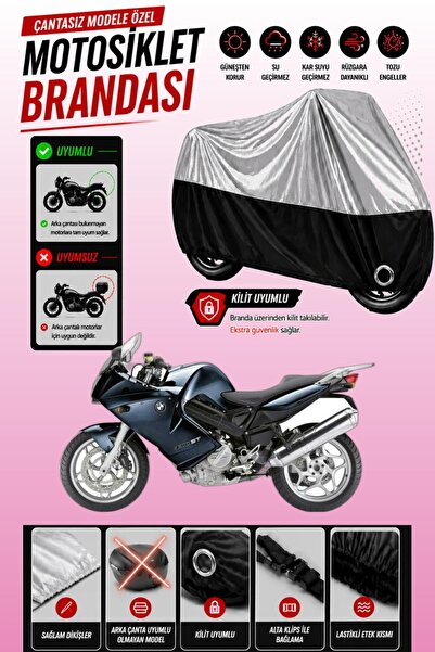 Cemku Twin غطاء محرك متوافق مع سيارة BMW F 800 ST باللون الرمادي من الأعلى وا...