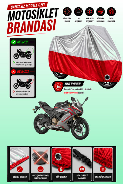 Cemku Twin غطاء محرك متوافق مع RKS SRK250 RR باللون الرمادي من الأعلى والأحمر...