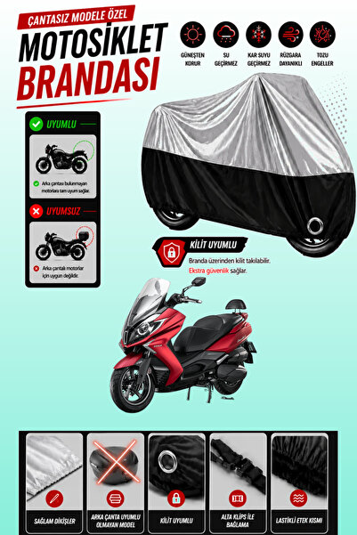 Cemku Twin غطاء محرك متوافق مع Kymco Downtown 250i باللون الرمادي من الأعلى و...