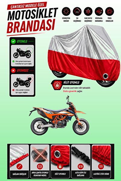 Cemku Twin غطاء محرك متوافق مع KTM 690 SMC R باللون الرمادي من الأعلى والأحمر...