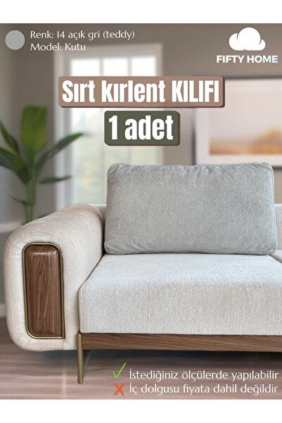 Fifty Home 1 ADET KILIF - KUTU modeli fermuarlı - Büyük sırt kırlent minder y...