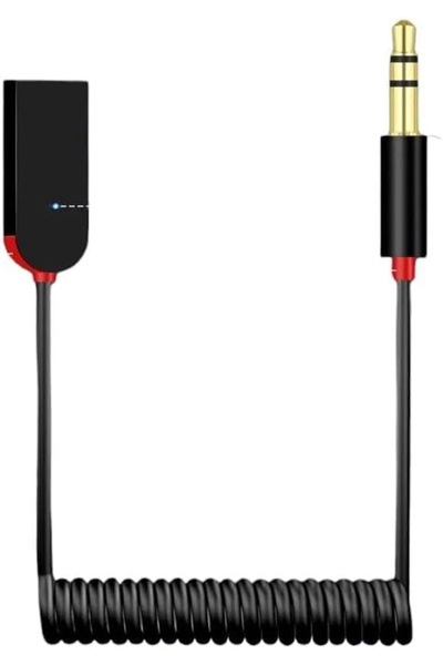 teknosepetim Aux Car Bluetooth Kablosu SPRİRAL KABLOLU AUXJACK USB Receiver Aux