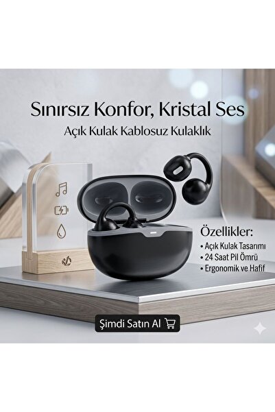 Mmctech Klipsli Kablosuz Kulaklık Açık Tasarım, Bluetooth 5.4, ENC Gürültü En...