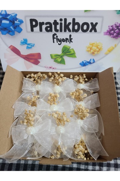 Pratikbox Fiyonk / Tül 2cm'lik / Hediyelik / Süsleme / Beyaz Renk/yarım Çiçek...