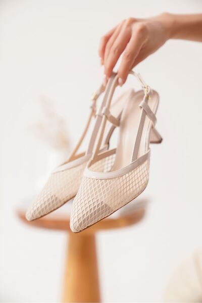 FRESCO SCARFS Women's Beige Heeled Shoes Fs08Ms43B
